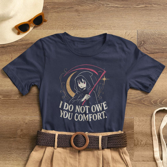 I Do Not Owe You Comfort – Goth Anime Reaper Girl Boundary - Setting T-Shirt - Spirit Stitch