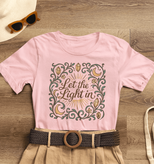 Let the Light In – Mindful Floral Quote T-Shirt - Spirit Stitch
