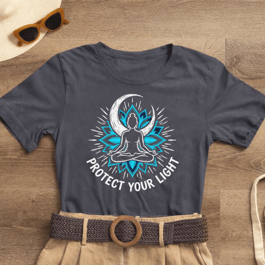 Protect Your Light Shirt | Spiritual Affirmation T-Shirt | Moon Mandala Graphic β Soft Everyday Tee - Spirit Stitch