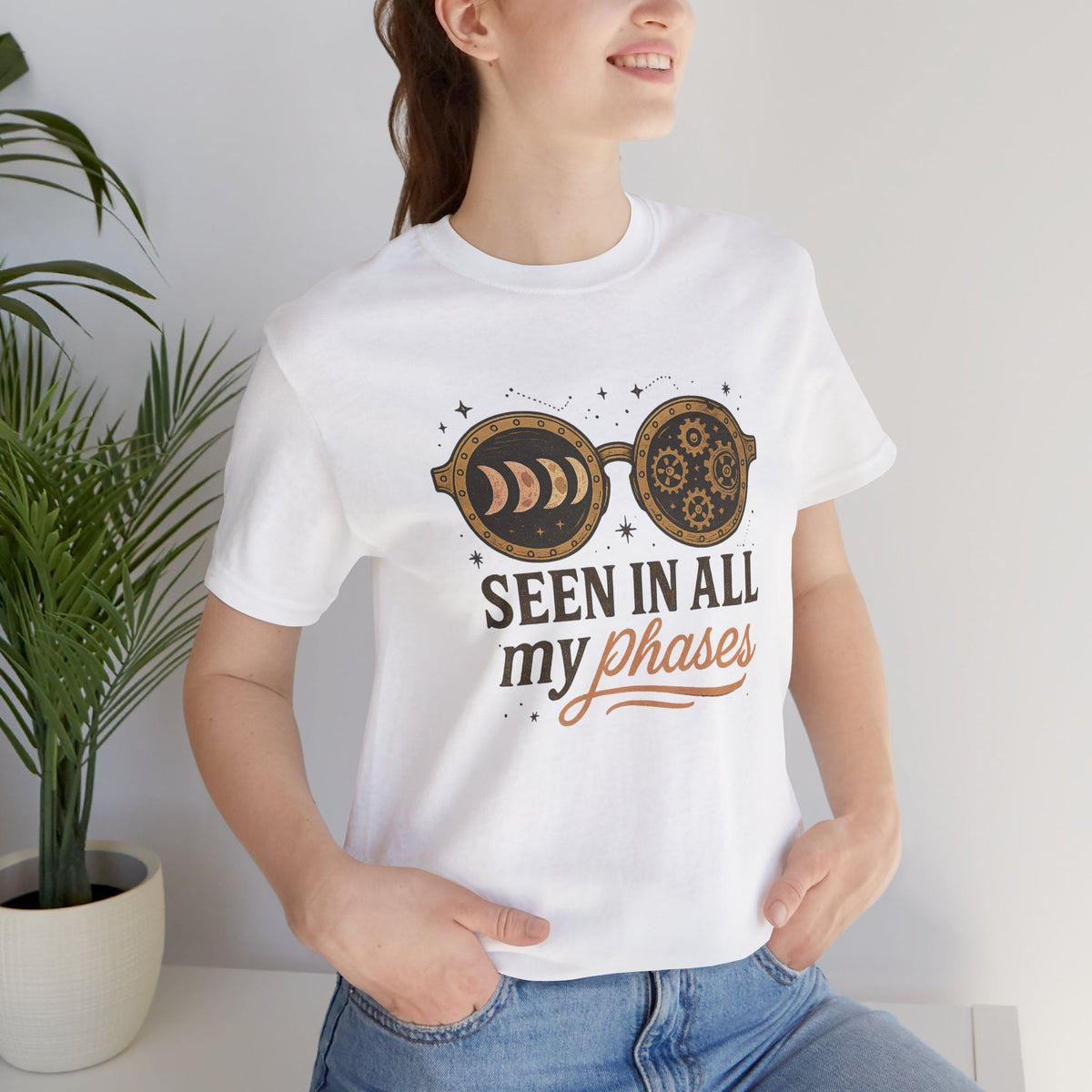 Seen in All My Phases Shirt | Lunar Self - Healing Tee | Celestial Steampunk Top | Spirit Stitch Collection - Spirit Stitch