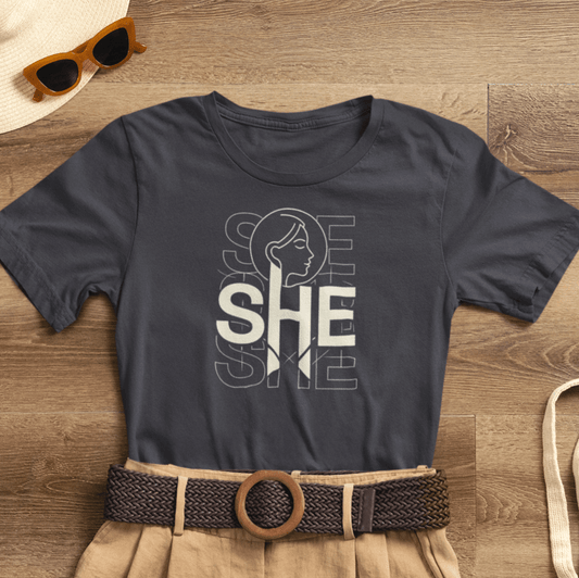 SHE Statement T-Shirt – Minimalist Feminist Graphic Tee – Modern Empowerment Shirt for Women - Spirit Stitch