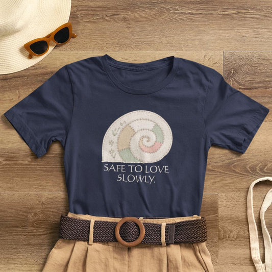 Slow Love Snail Tee — "Safe to Love Slowly" Graphic T-Shirt - Spirit Stitch