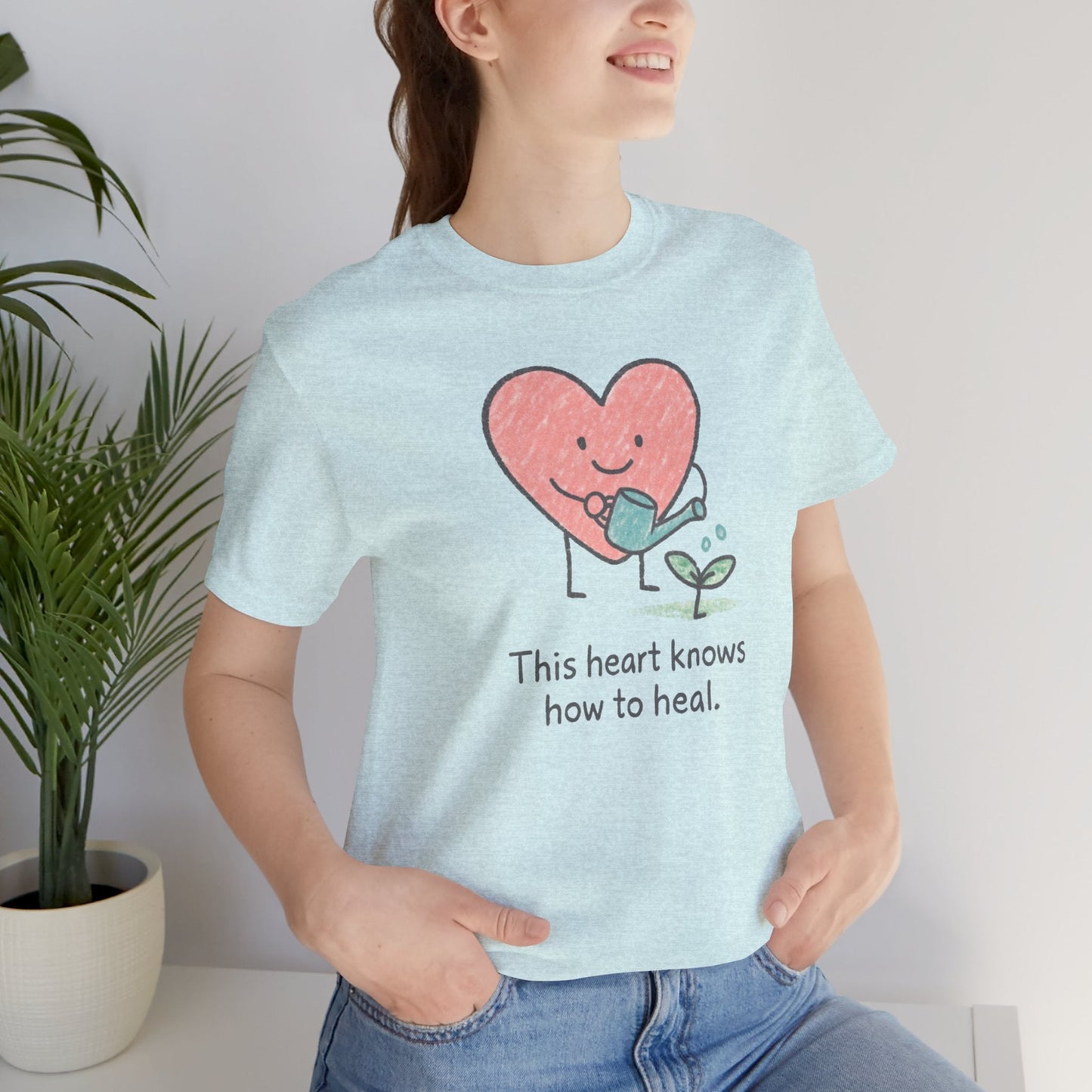 This Heart Knows How to Heal Cute Doodle T-Shirt — Soft Healing Illustration Tee - Spirit Stitch