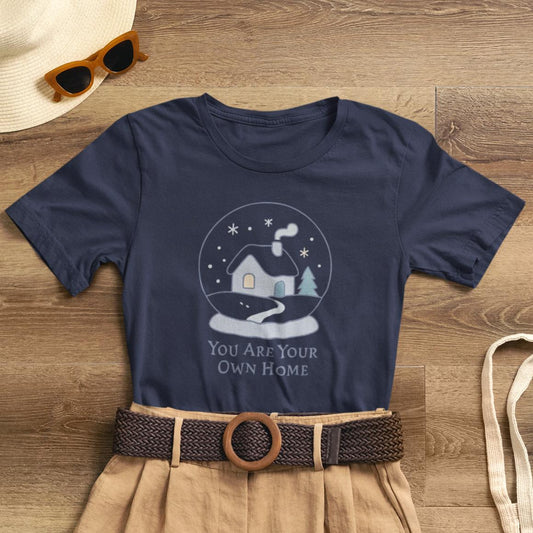 You Are Your Own Home Shirt – Cozy Winter Night Cottage Tee, Minimalist Snowy House Graphic, Self - Comfort Quote Shirt - Spirit Stitch