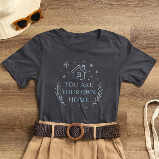 You Are Your Own Home Shirt – Minimalist Line Art Cottage Tee, Navy Celestial Comfort Shirt, Soft Self - Care Quote Gift - Spirit Stitch