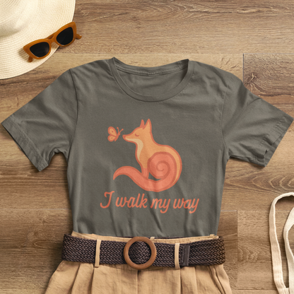I Walk My Way Fox Shirt – Whimsical Animal Graphic Tee