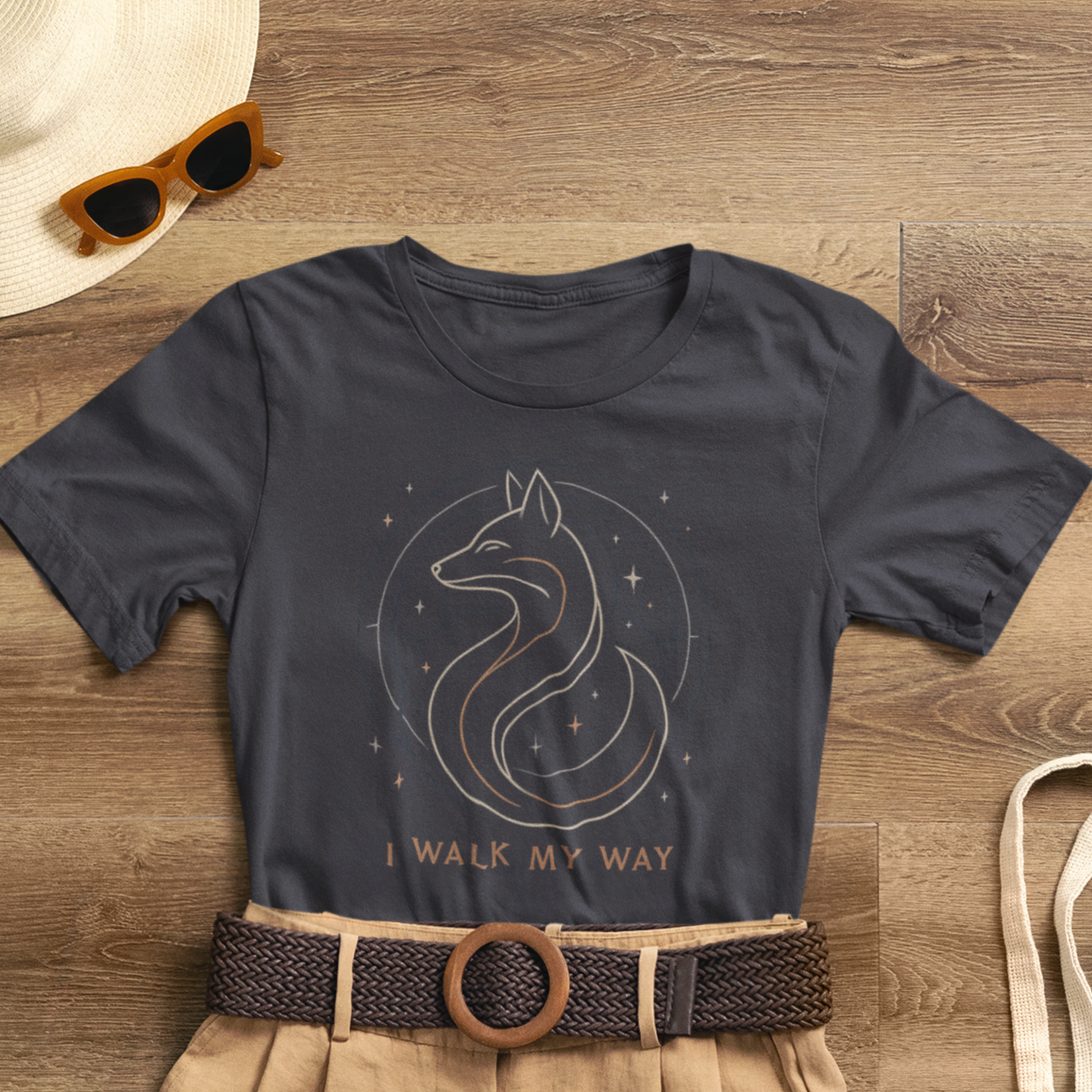 I Walk My Way Celestial Fox Shirt – Mystic Animal Graphic Tee for Free Spirits