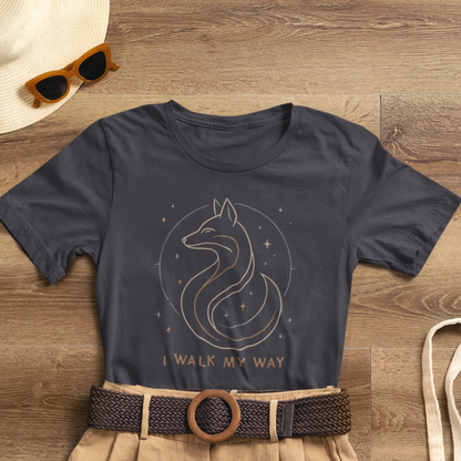 I Walk My Way Celestial Fox Shirt – Mystic Animal Graphic Tee for Free Spirits