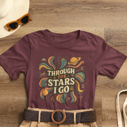 Through the Stars I Go Shirt | Retro Spacecore Tee | Cosmic Journey Top | Gentle Rebels Collection