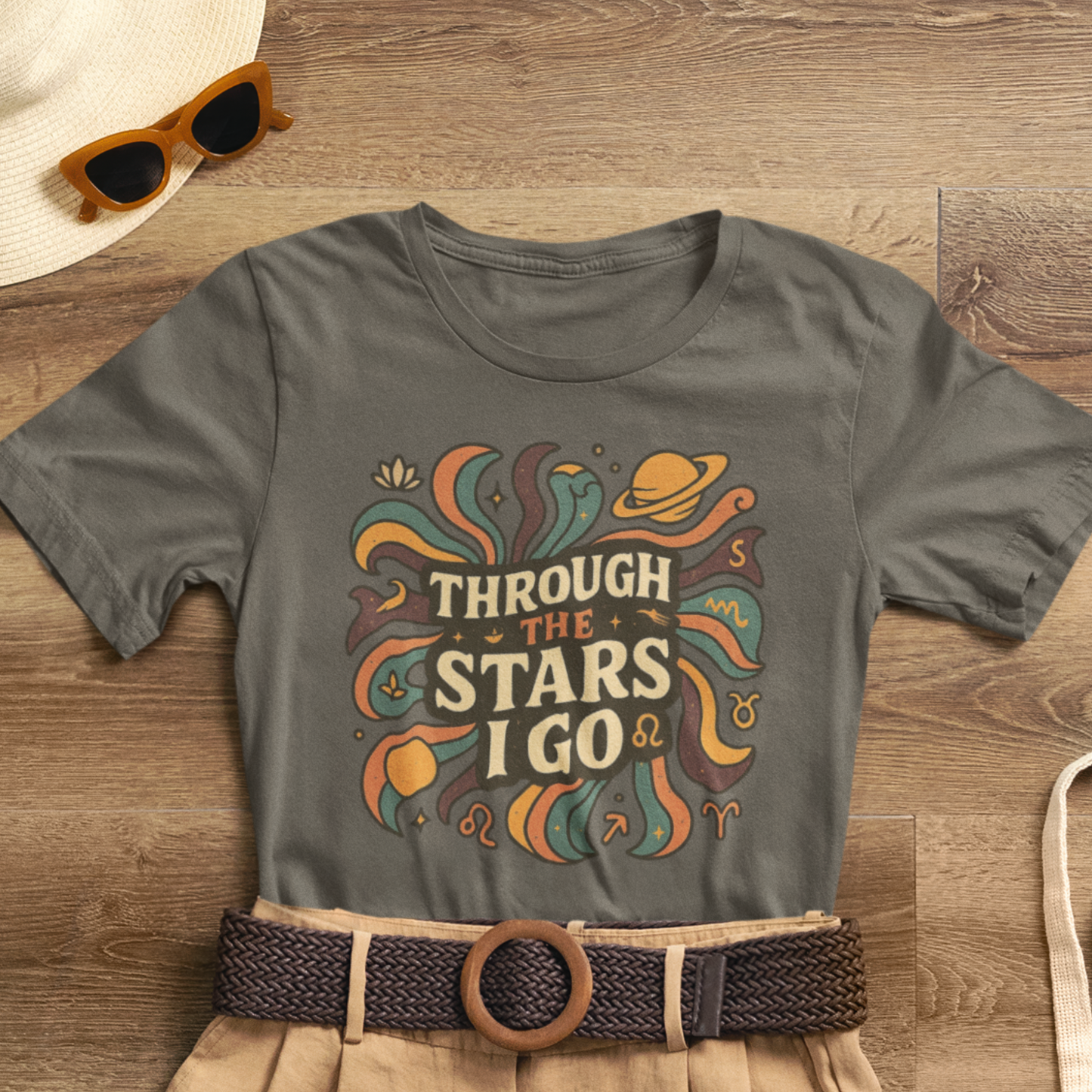 Through the Stars I Go Shirt | Retro Spacecore Tee | Cosmic Journey Top | Gentle Rebels Collection