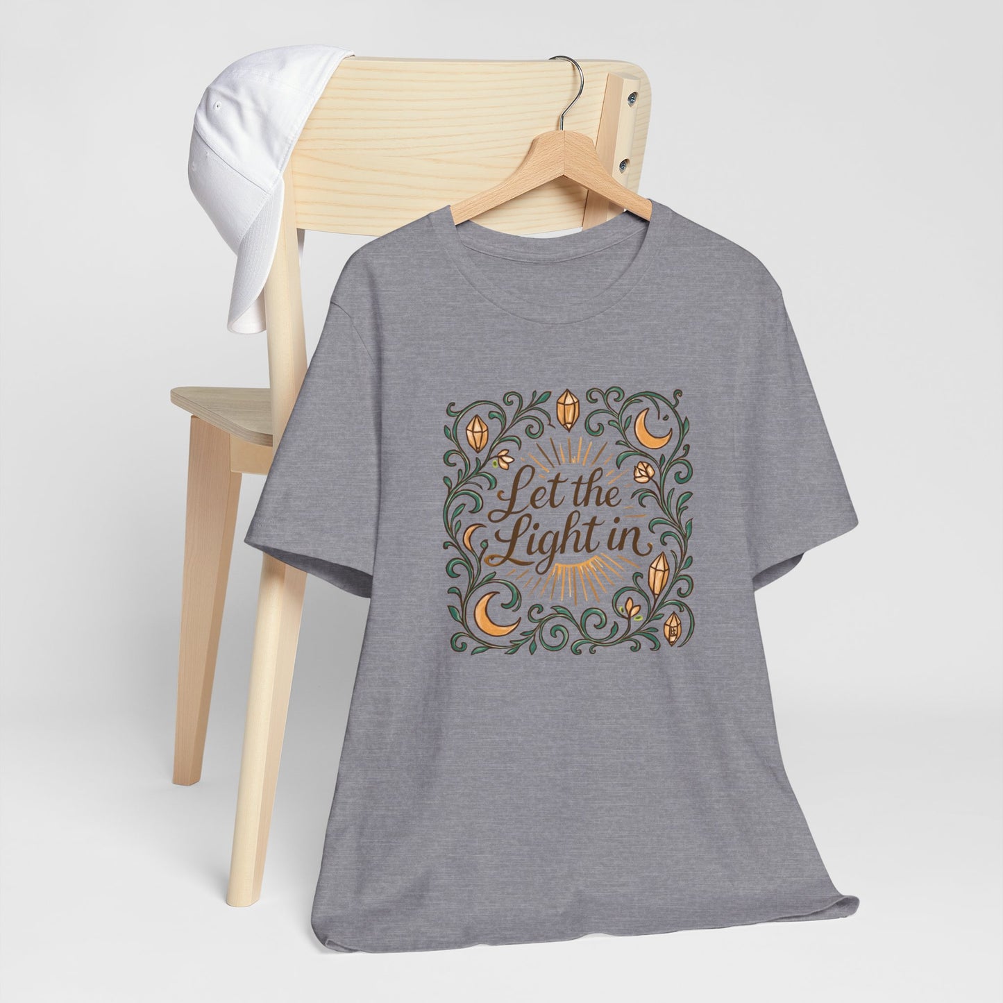 Let the Light In – Mindful Floral Quote T-Shirt