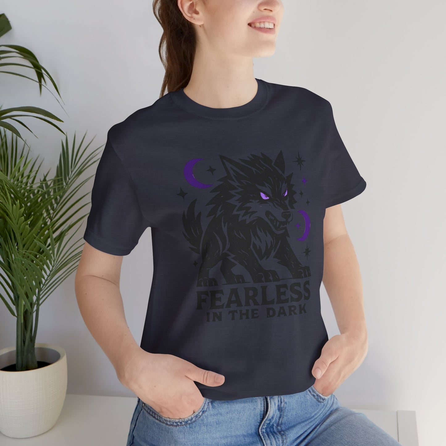 Fearless in the Dark – Moonlit Wolf T-Shirt, Mystic Creature Graphic Tee, Courage & Shadow Work Shirt