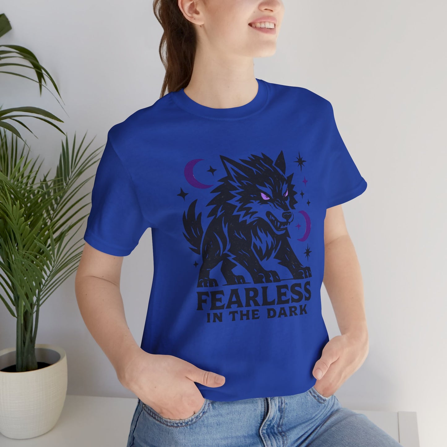 Fearless in the Dark – Moonlit Wolf T-Shirt, Mystic Creature Graphic Tee, Courage & Shadow Work Shirt