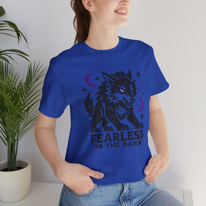 Fearless in the Dark – Moonlit Wolf T-Shirt, Mystic Creature Graphic Tee, Courage & Shadow Work Shirt