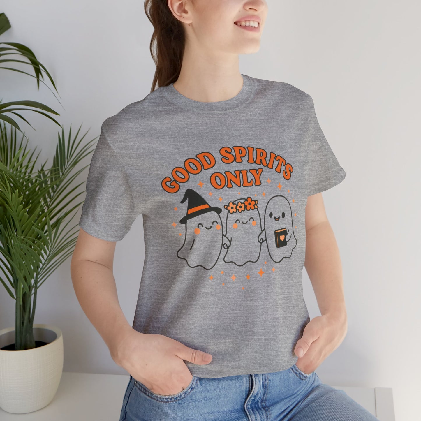 Good Spirits Only Halloween T-Shirt – Cute Kawaii Ghost Friends Tee