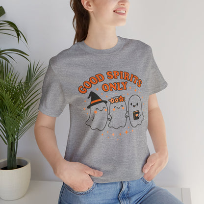 Good Spirits Only Halloween T-Shirt – Cute Kawaii Ghost Friends Tee