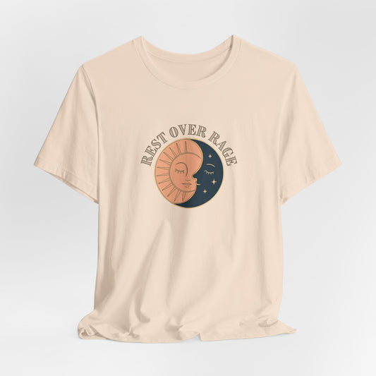 Rest Over Rage Shirt – Sun and Moon Graphic Tee, Self-Care Mindfulness T-Shirt