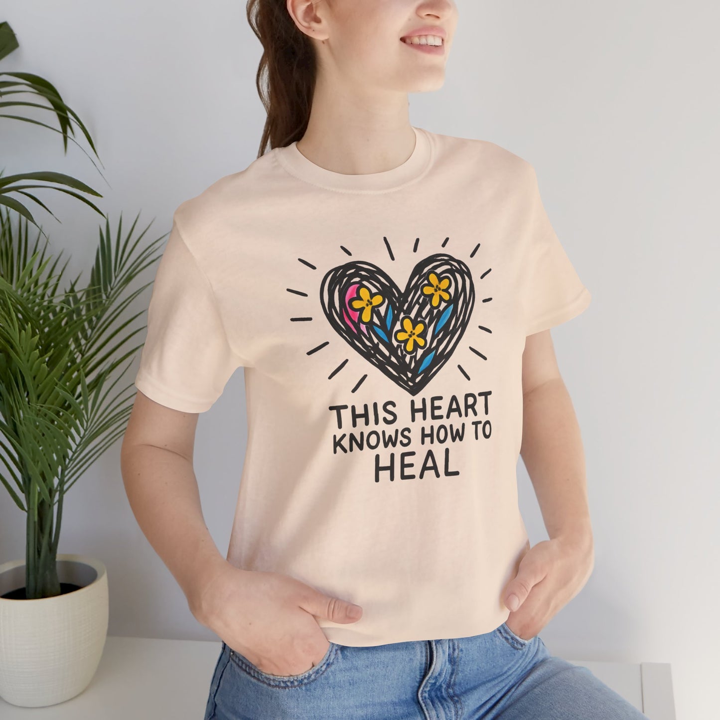 This Heart Knows How to Heal T-Shirt — Emotional Healing, Soft Heart Graphic Tee