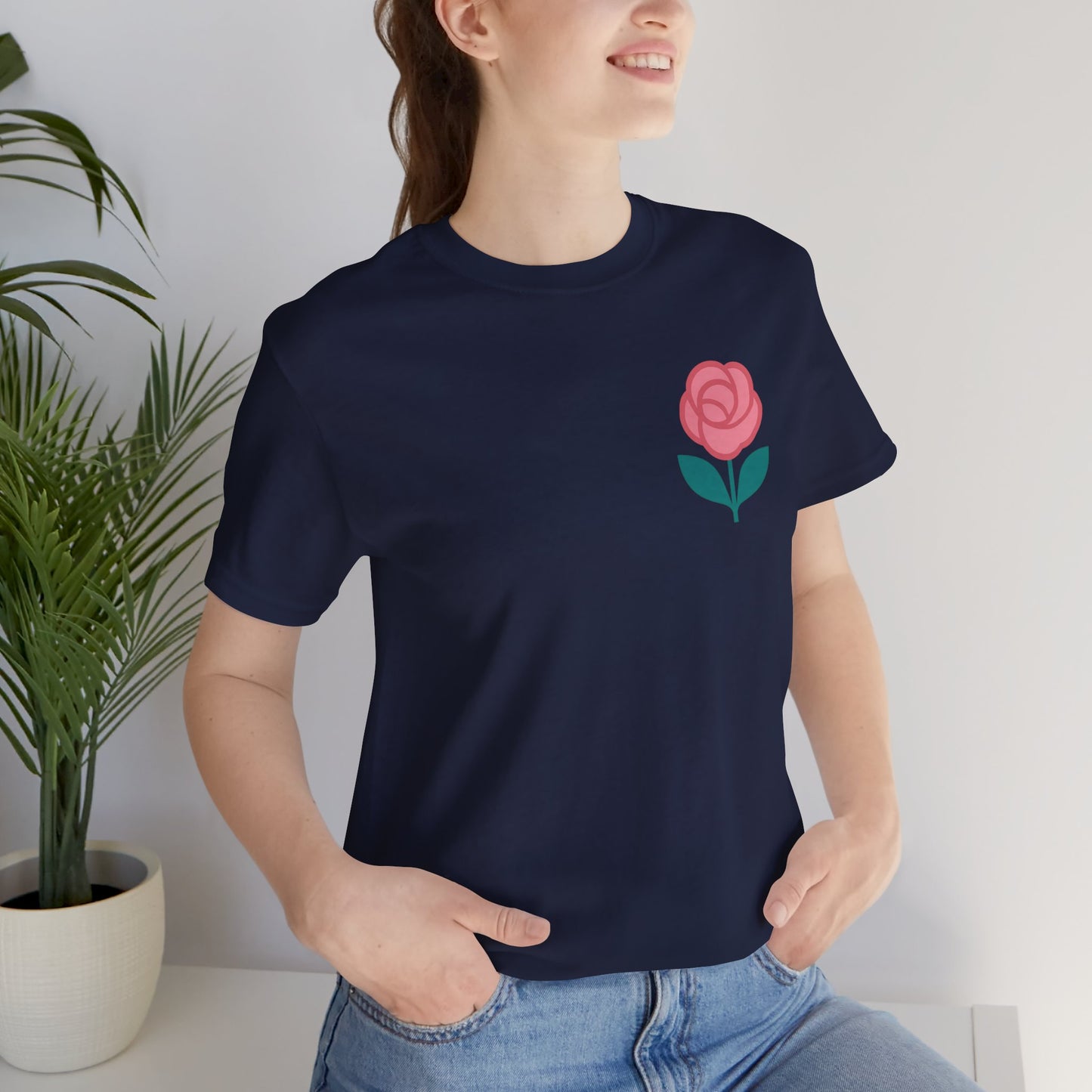 Love in Full Bloom T-Shirt – Retro Floral Graphic Tee with Front Rose & Back Flower Design – Positive Vibes Shirt