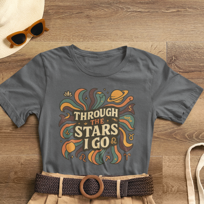 Through the Stars I Go Shirt | Retro Spacecore Tee | Cosmic Journey Top | Gentle Rebels Collection