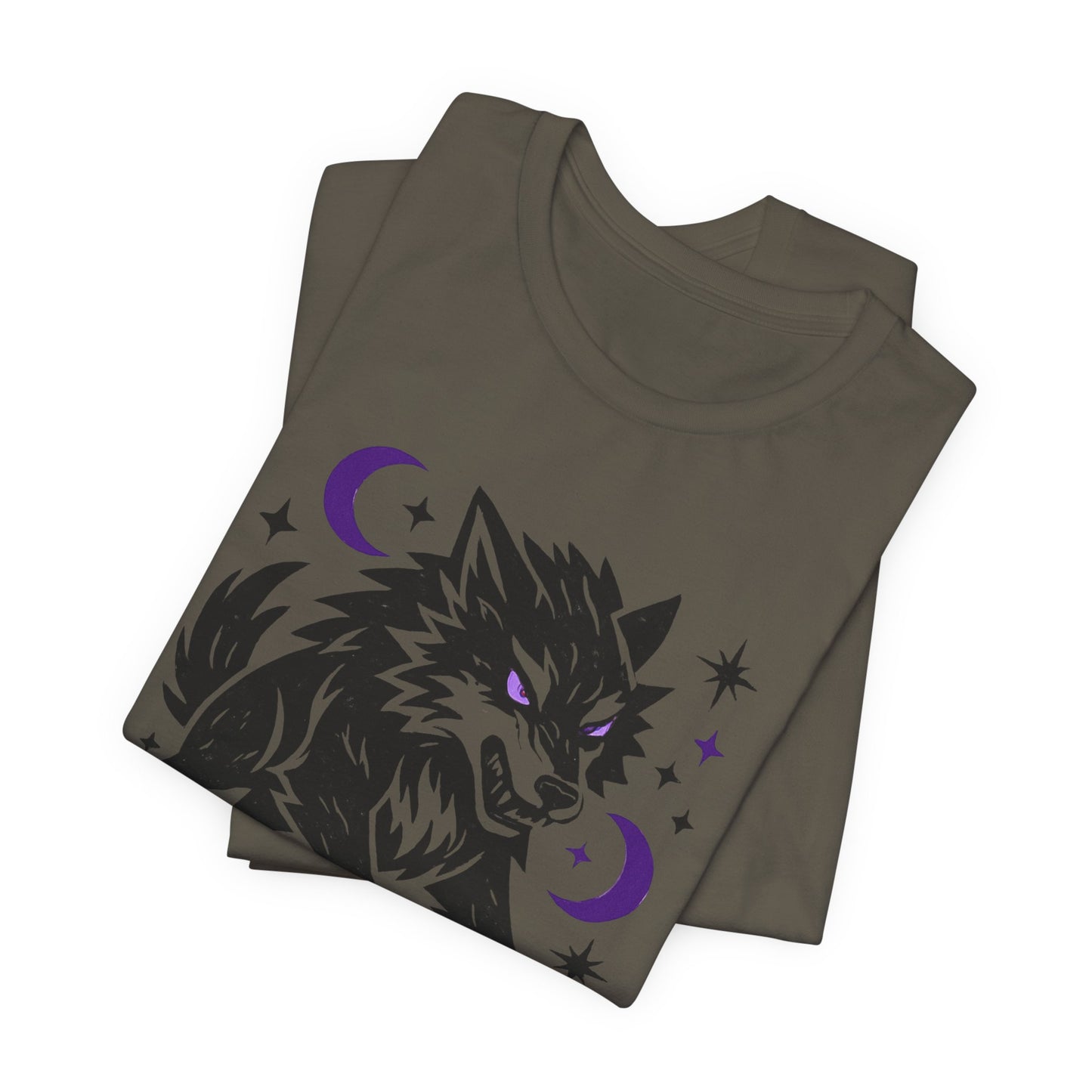 Fearless in the Dark – Moonlit Wolf T-Shirt, Mystic Creature Graphic Tee, Courage & Shadow Work Shirt