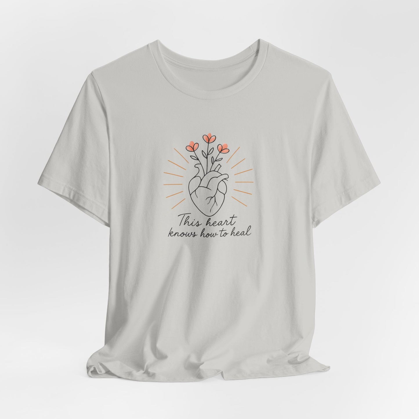 Healing Heart – Self-Growth Affirmation Tee with Floral Heart Design