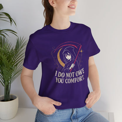 I Do Not Owe You Comfort – Goth Anime Reaper Girl Boundary-Setting T-Shirt