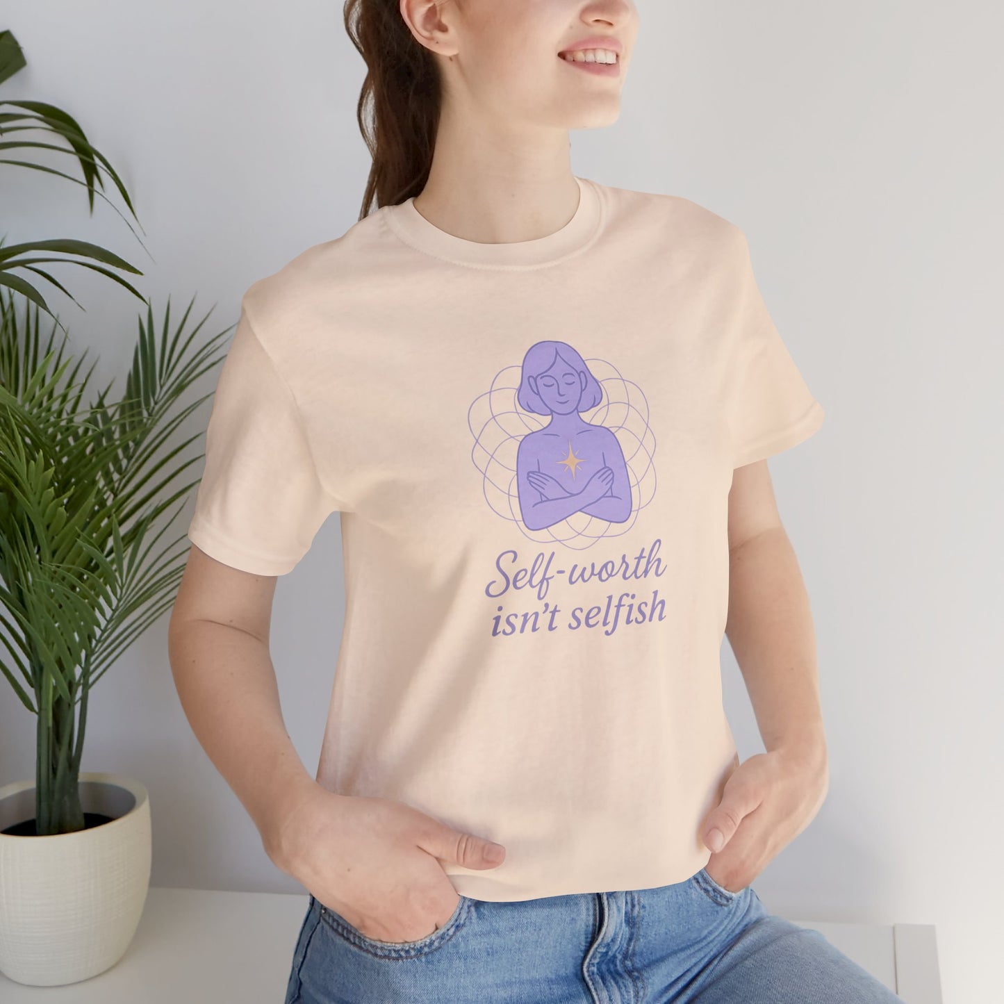 Self-Worth Isn’t Selfish Shirt | Feminist Empowerment Tee | Minimalist Line Art Graphic T-Shirt