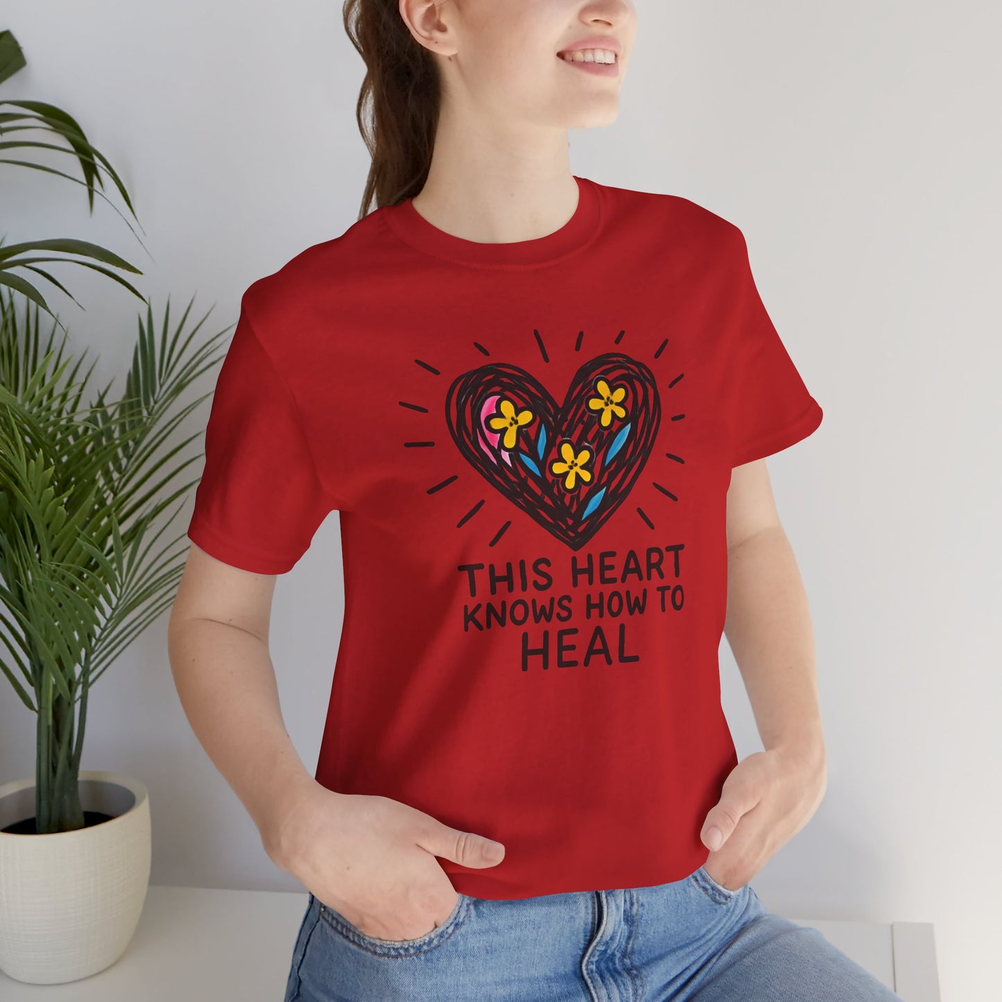 This Heart Knows How to Heal T-Shirt — Emotional Healing, Soft Heart Graphic Tee
