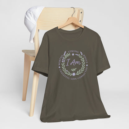 I Am Affirmation Shirt – Positive Self Worth Botanical Tee