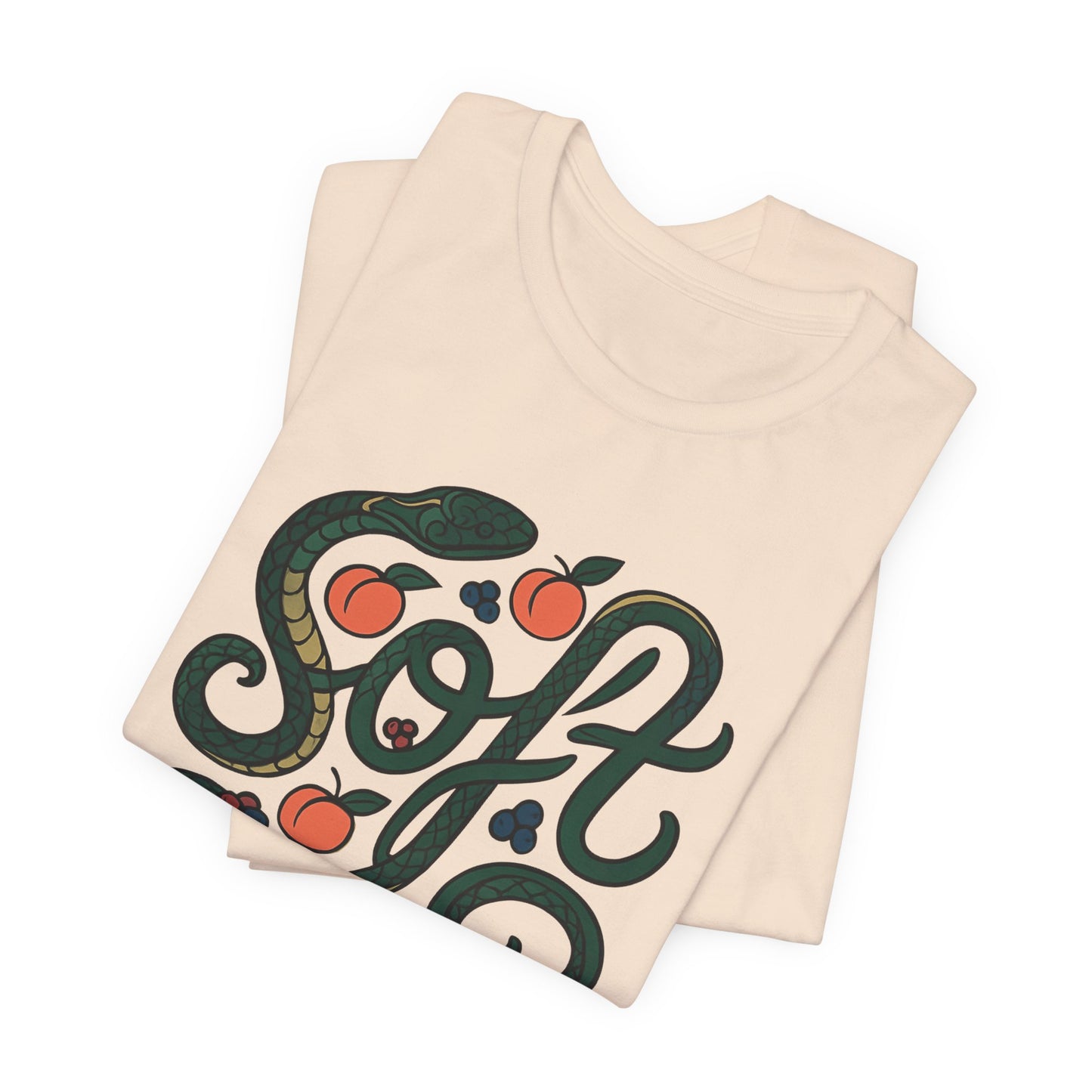 Soft Shirt | Serpent & Peach Art Tee | Self-Love and Healing Symbolic Top | Spirit Stitch Collection