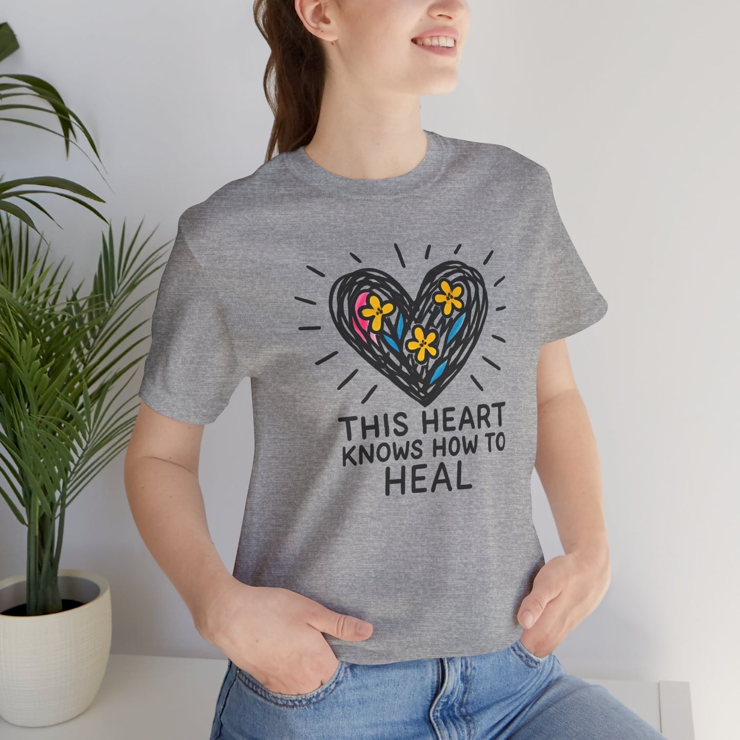 This Heart Knows How to Heal T-Shirt — Emotional Healing, Soft Heart Graphic Tee