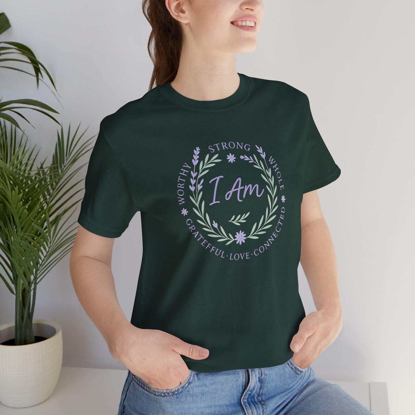 I Am Affirmation Shirt – Positive Self Worth Botanical Tee
