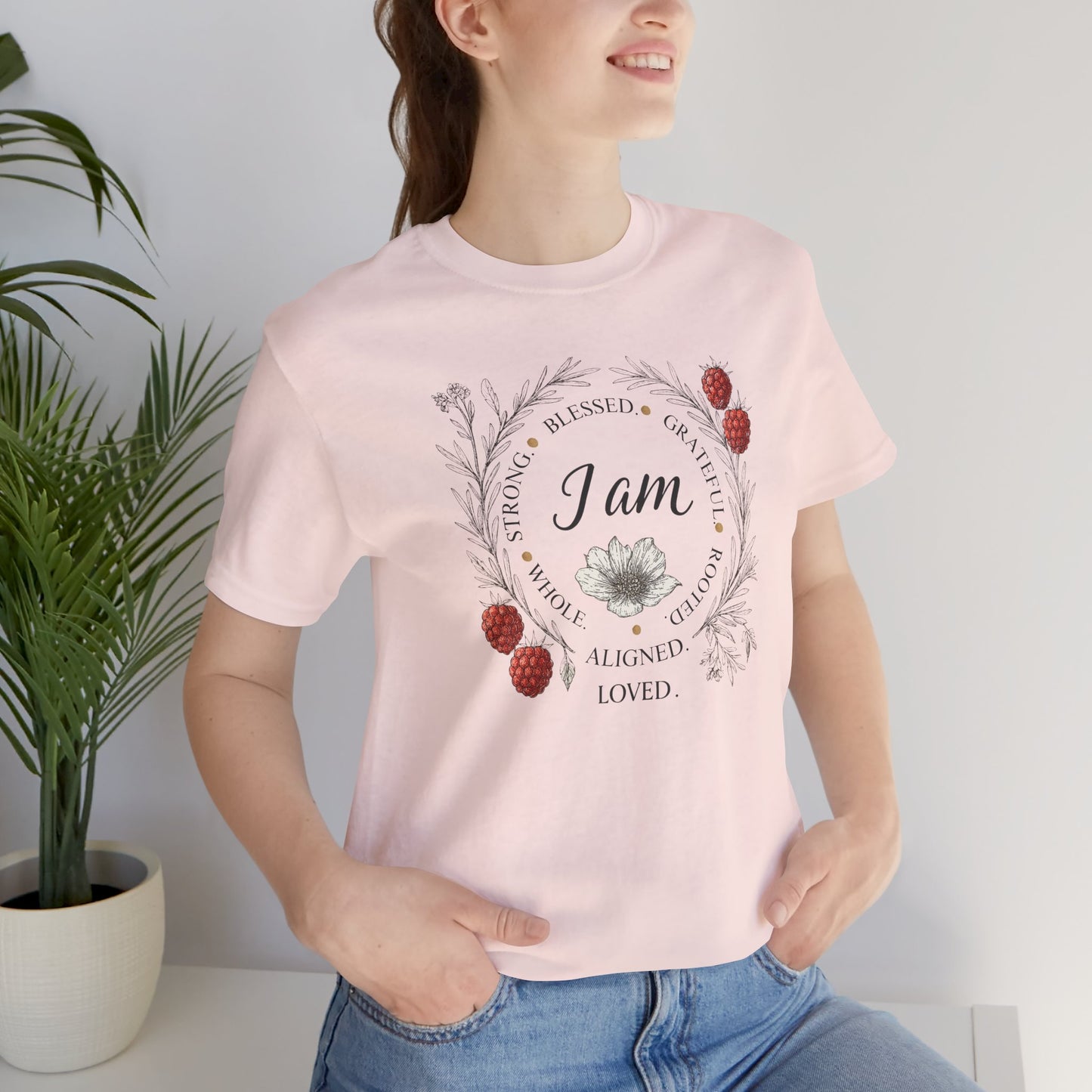 I Am Aligned & Loved – Spiritual Botanical Affirmation Tee