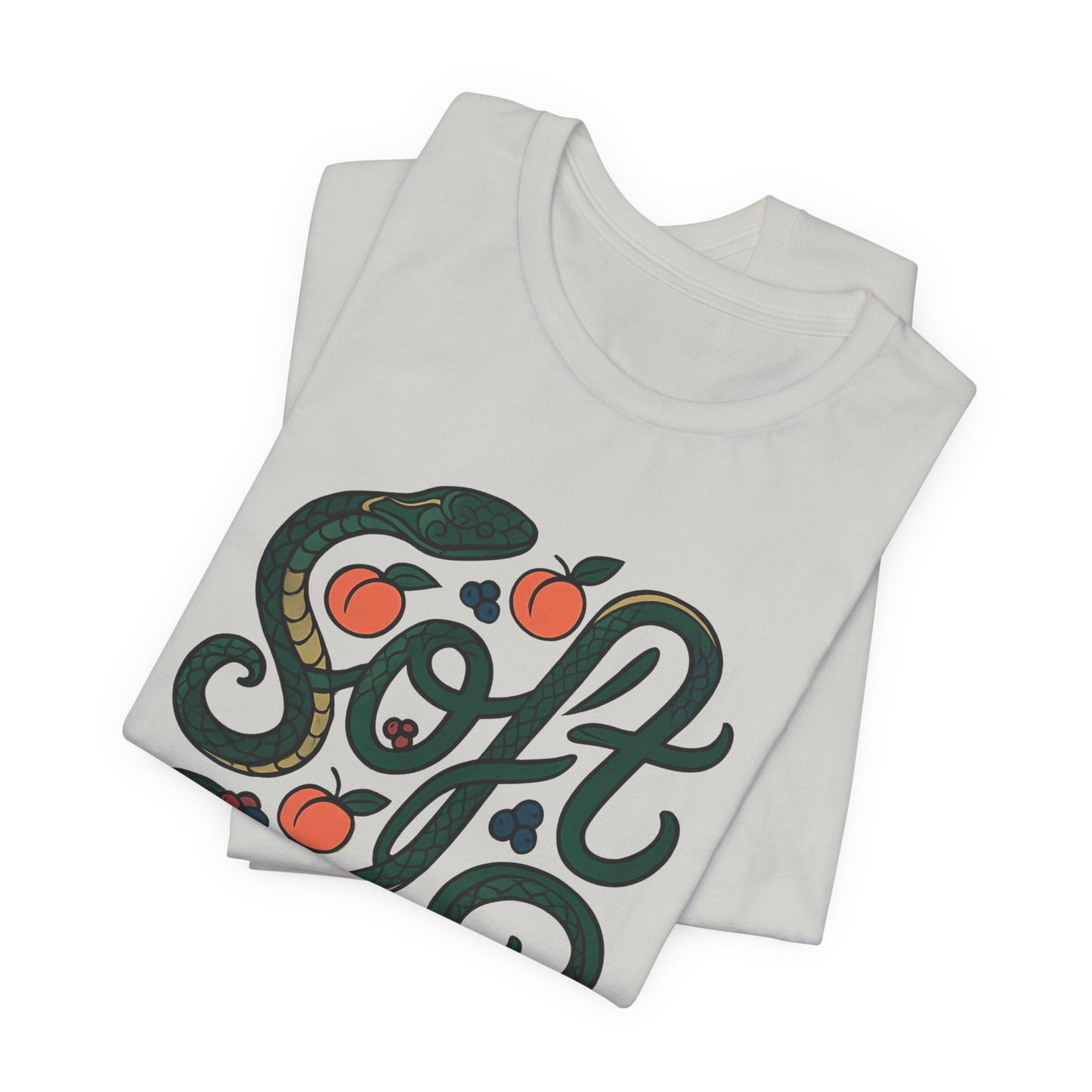Soft Shirt | Serpent & Peach Art Tee | Self-Love and Healing Symbolic Top | Spirit Stitch Collection