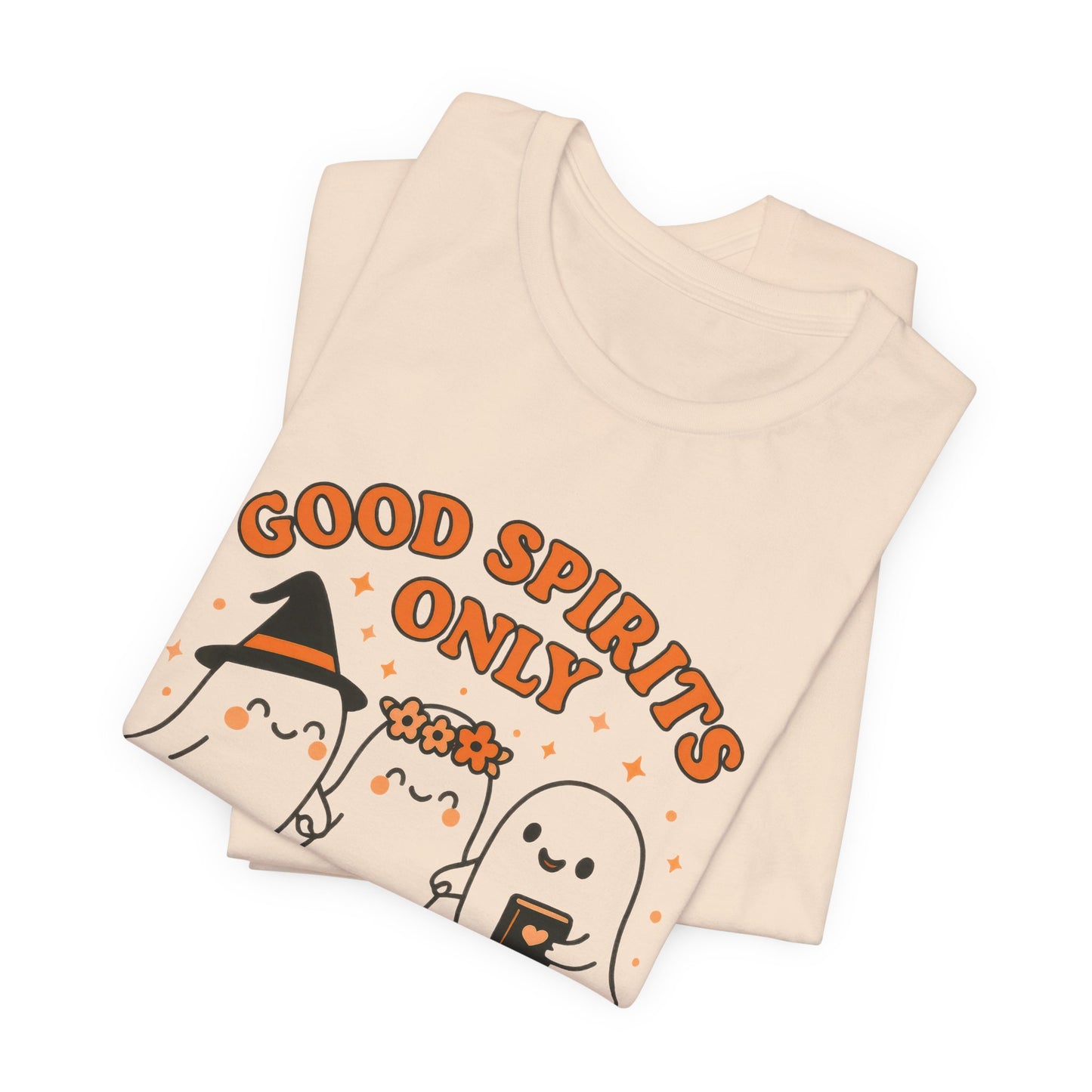 Good Spirits Only Halloween T-Shirt – Cute Kawaii Ghost Friends Tee