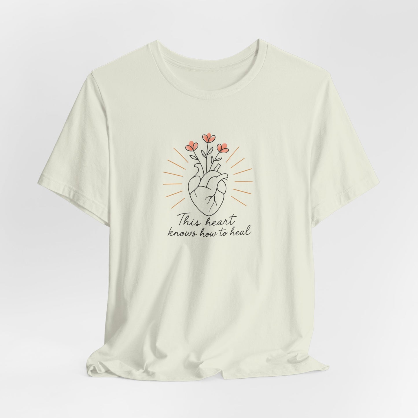 Healing Heart – Self-Growth Affirmation Tee with Floral Heart Design