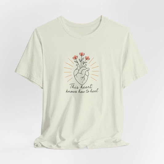 Healing Heart – Self-Growth Affirmation Tee with Floral Heart Design