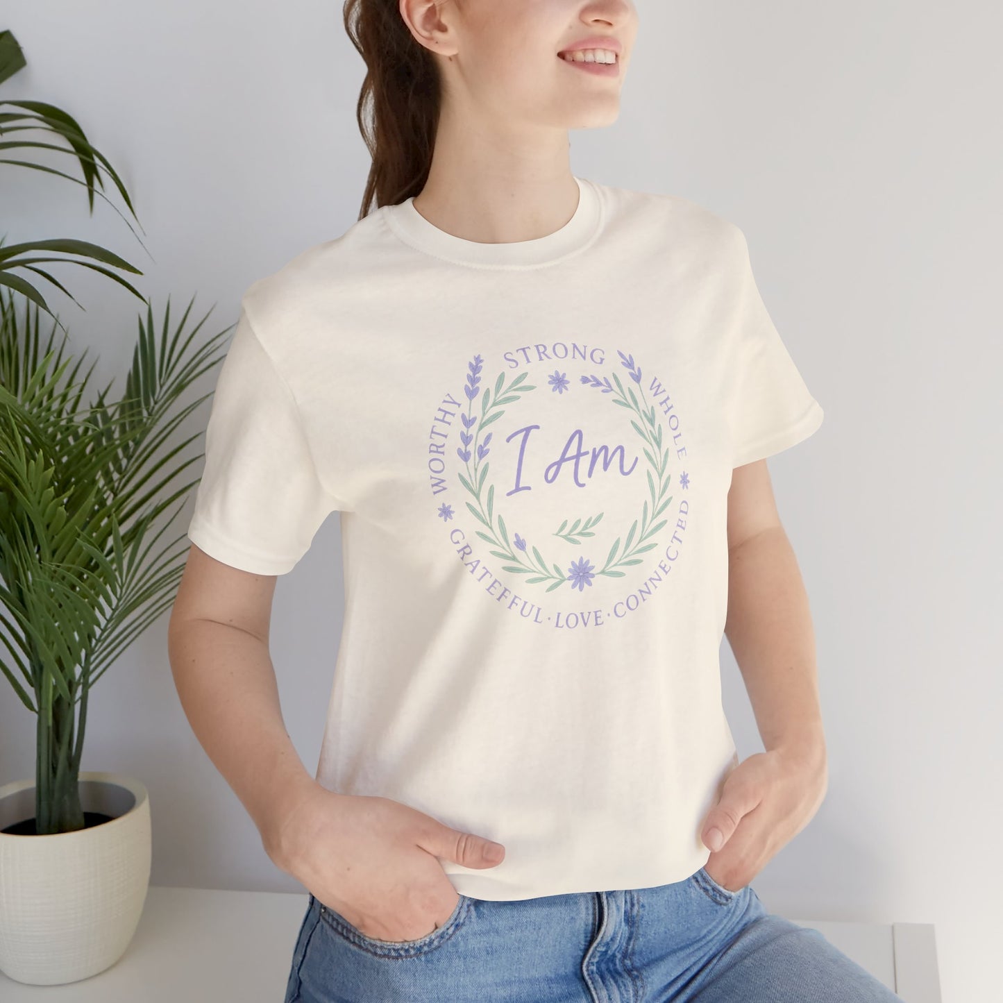 I Am Affirmation Shirt – Positive Self Worth Botanical Tee
