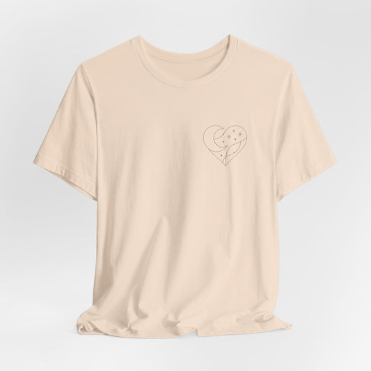 Front & Back “I Stitched My Spirit Back with Starlight” Tee – Heart & Quote Healing Shirt