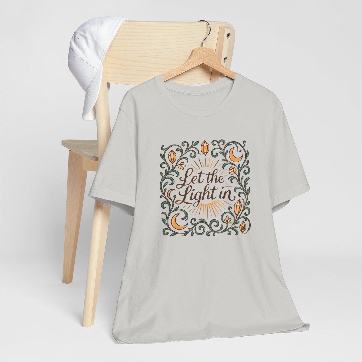 Let the Light In – Mindful Floral Quote T-Shirt