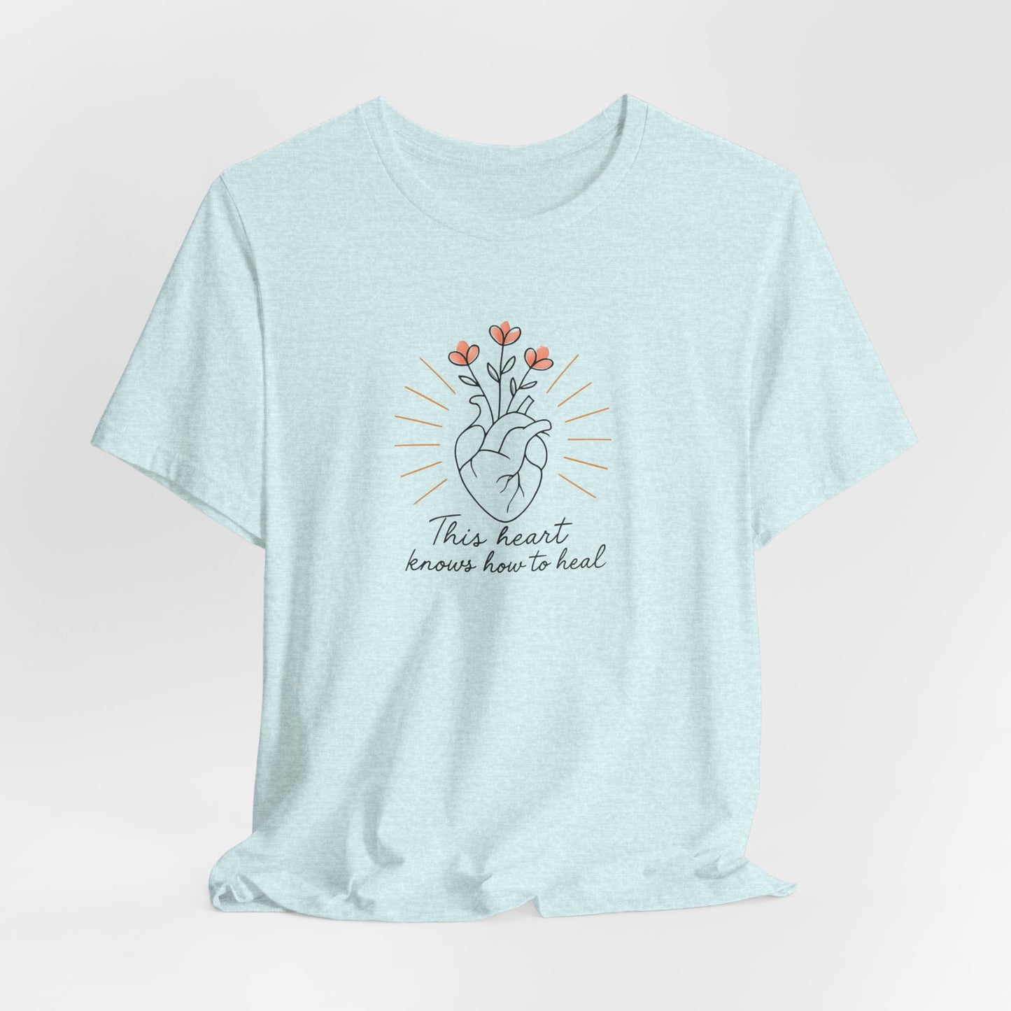 Healing Heart – Self-Growth Affirmation Tee with Floral Heart Design