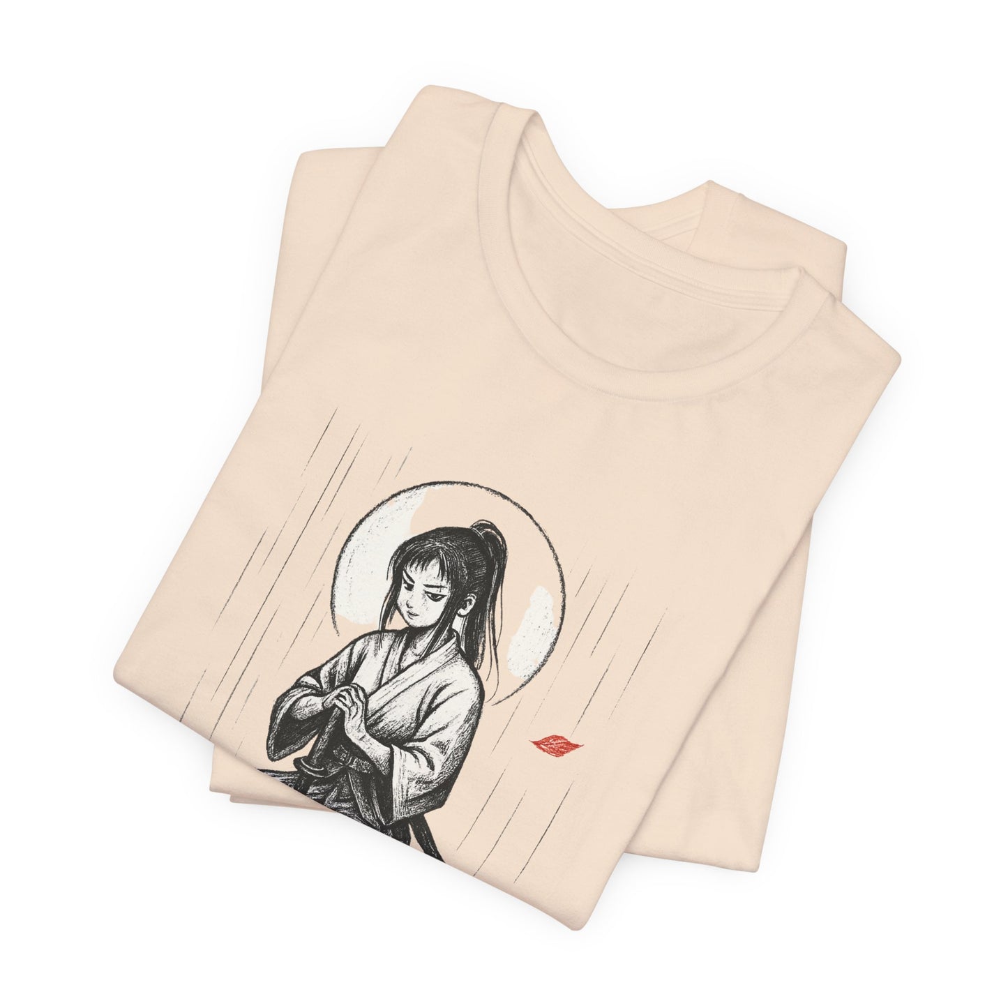 Strength in Stillness – Samurai Girl Meditation T-Shirt, Soft Warrior Graphic Tee, Anime Zen Art Shirt