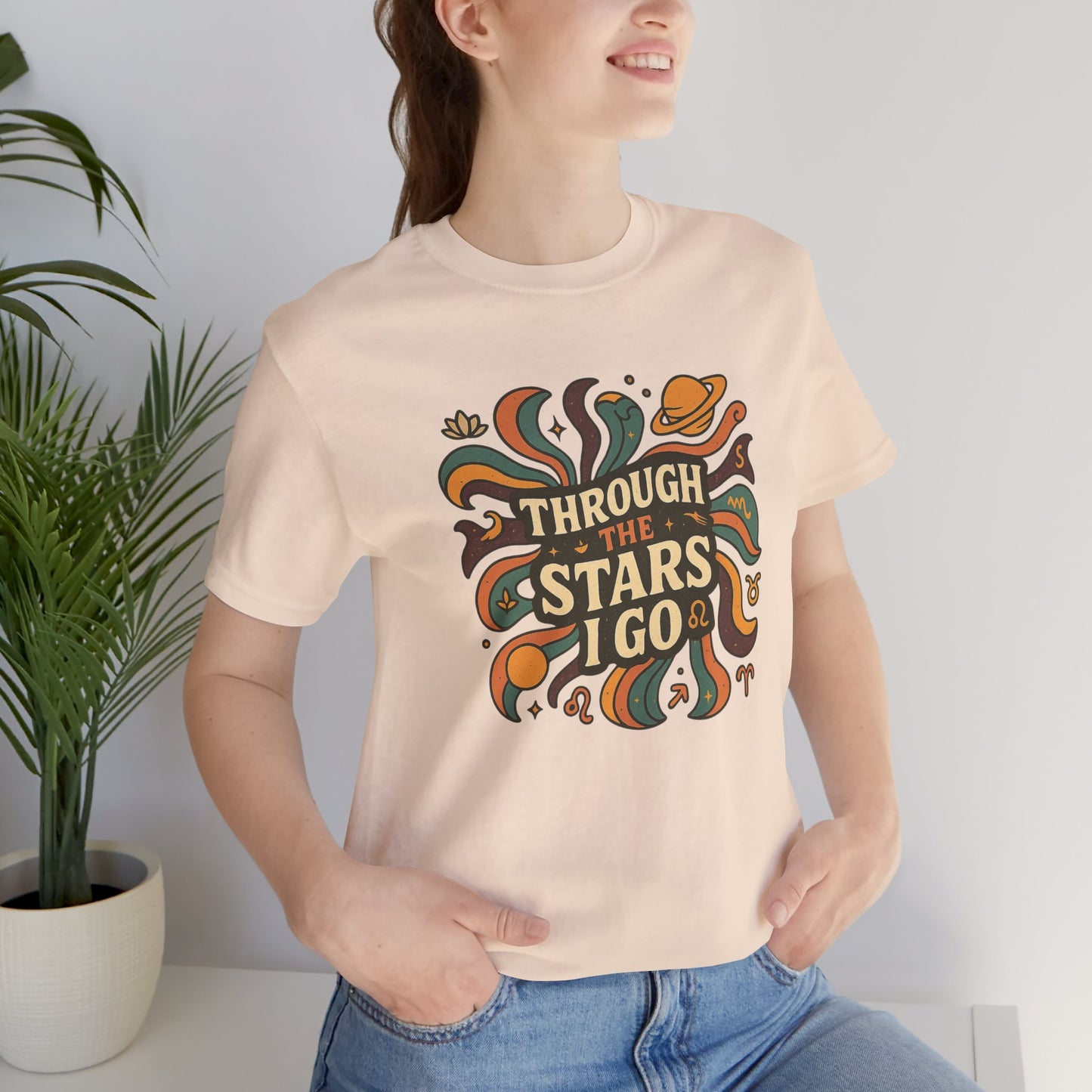 Through the Stars I Go Shirt | Retro Spacecore Tee | Cosmic Journey Top | Gentle Rebels Collection