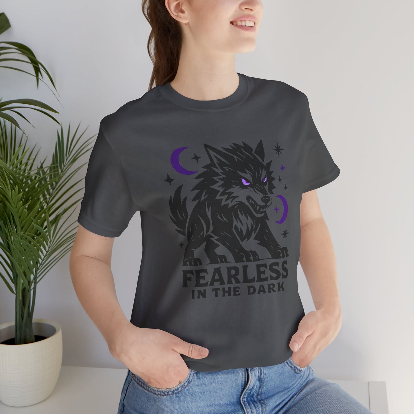 Fearless in the Dark – Moonlit Wolf T-Shirt, Mystic Creature Graphic Tee, Courage & Shadow Work Shirt