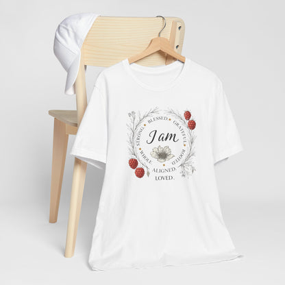 I Am Aligned & Loved – Spiritual Botanical Affirmation Tee
