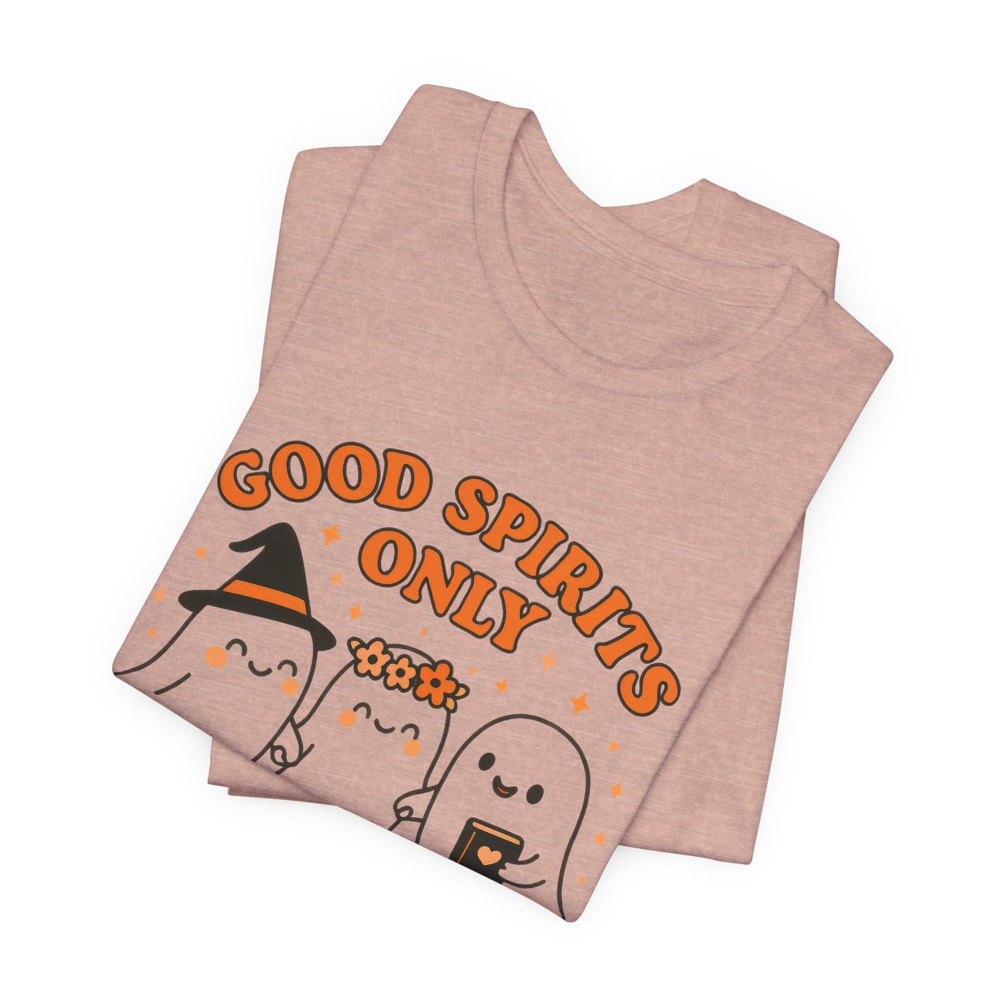 Good Spirits Only Halloween T-Shirt – Cute Kawaii Ghost Friends Tee