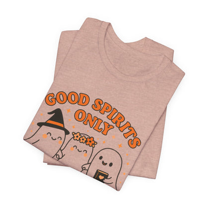 Good Spirits Only Halloween T-Shirt – Cute Kawaii Ghost Friends Tee
