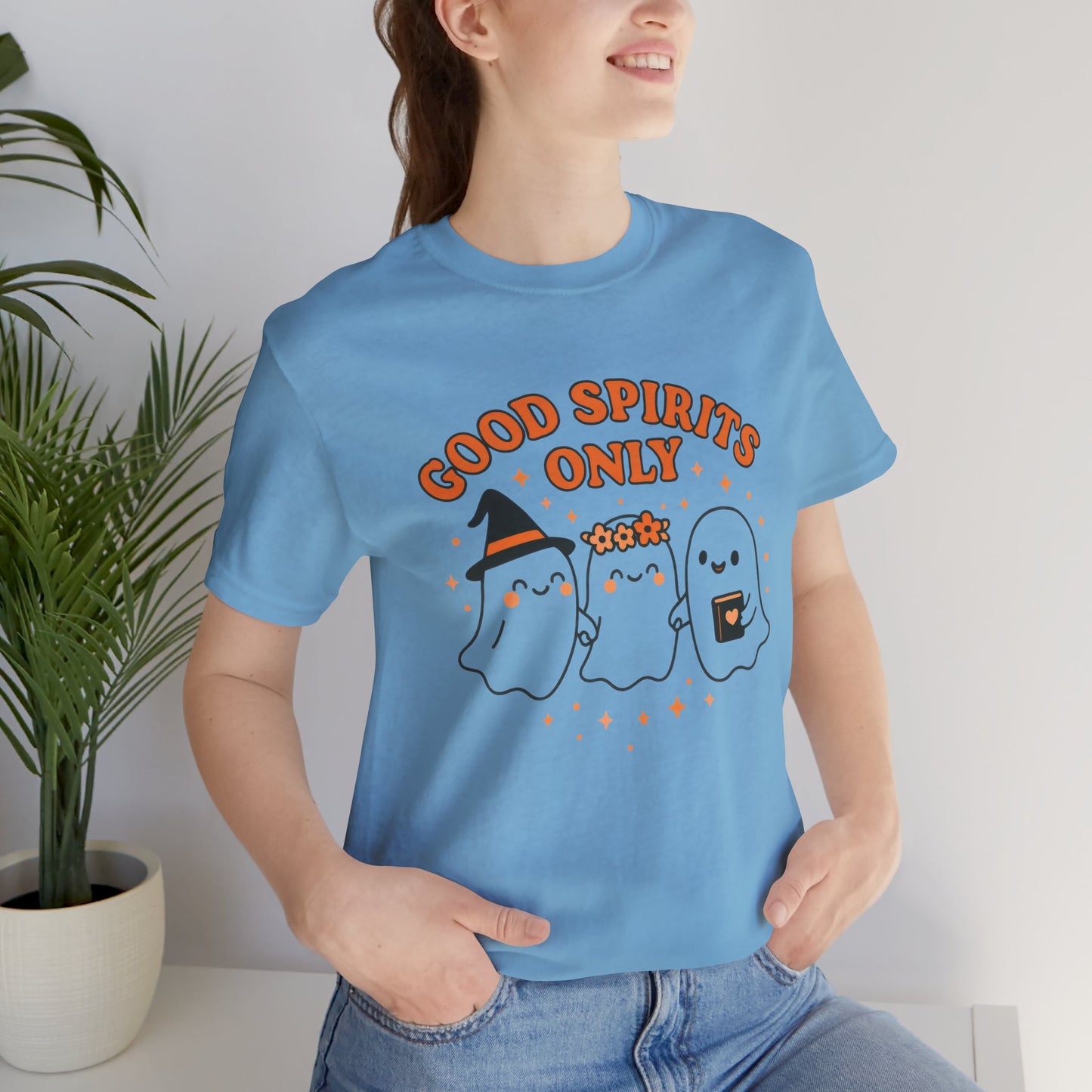 Good Spirits Only Halloween T-Shirt – Cute Kawaii Ghost Friends Tee