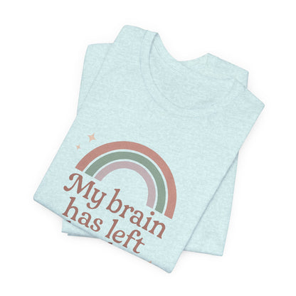 Funny Rainbow Quote T-Shirt – “My Brain Has Left the Chat” Retro Graphic Tee for Introverts & Humor Lovers